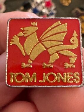 Tom Jones Red & Gold Enamel Pin - Dragon Logo